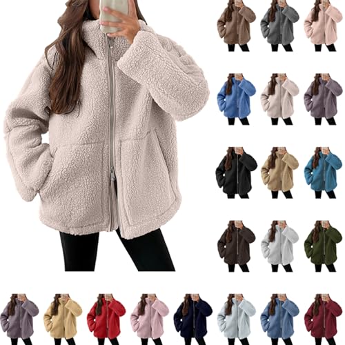 Komiseup Winterjacke Damen 2024 Neu Teddyjacke Winter Doppelschieber Steppjacke Locker Teddy Fleecejacke mit Taschen Warme Revers Wolljacke Elegant Einfarbig Wintermantel Flauschig Dick Plüschjacke Komiseup Winterjacke Damen 2024 Neu Teddyjacke Winter Doppelschieber Steppjacke Locker Teddy Fleecejacke mit Taschen Warme Revers Wolljacke Elegant Einfarbig Wintermantel Flauschig Dick Plüschjacke von Komiseup