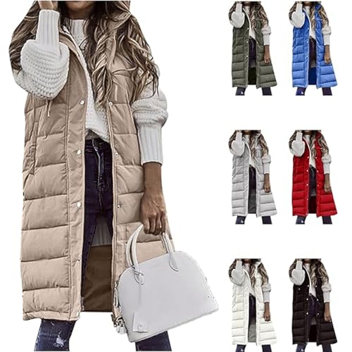 Lang Jacke Weste Damen Locker Longweste Leichte Ärmellose Steppweste Winter Daunenweste mit Kapuze Elegant Einfarbig Winterweste Fleece Weste Warm Übergangsjacke Kapuzenweste Outdoor Pufferjacke Lang Jacke Weste Damen Locker Longweste Leichte Ärmellose Steppweste Winter Daunenweste mit Kapuze Elegant Einfarbig Winterweste Fleece Weste Warm Übergangsjacke Kapuzenweste Outdoor Pufferjacke von Komiseup