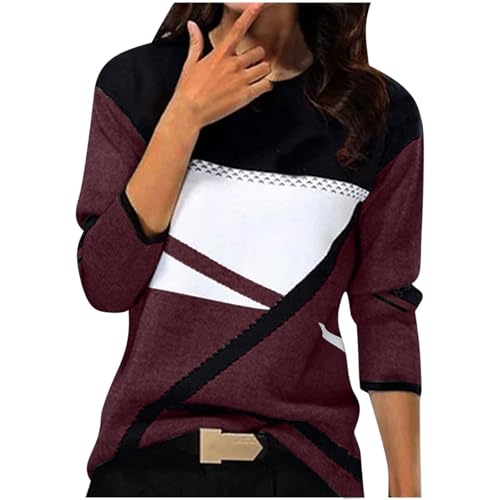Langarmshirt Damen Einfarbig Sweatshirt Herbst Winter Pullover Langarm Rundhals Pulli Frauen Baumwolle Bluse Tops Locker Lässige Oberteil Sport Streetwear Teenager Mädchen Sportshirt ohne Kapuze von Komiseup