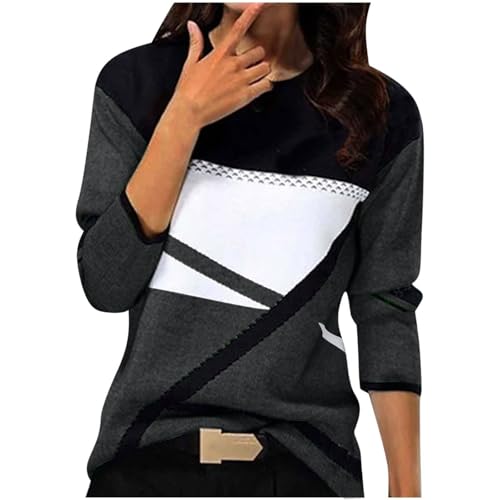 Langarmshirt Damen Einfarbig Sweatshirt Herbst Winter Pullover Langarm Rundhals Pulli Frauen Baumwolle Bluse Tops Locker Lässige Oberteil Sport Streetwear Teenager Mädchen Sportshirt ohne Kapuze von Komiseup