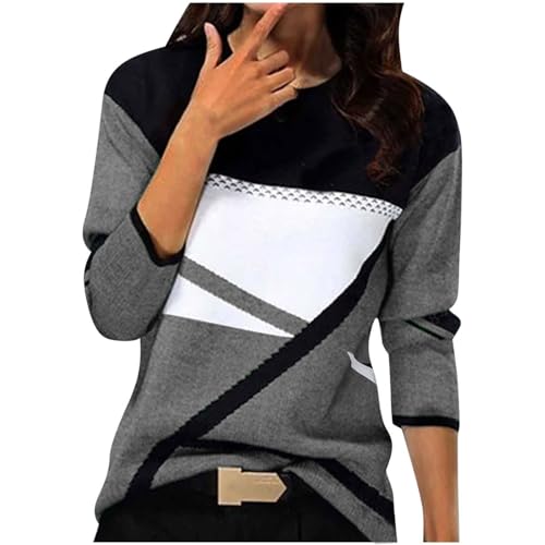 Langarmshirt Damen Einfarbig Sweatshirt Herbst Winter Pullover Langarm Rundhals Pulli Frauen Baumwolle Bluse Tops Locker Lässige Oberteil Sport Streetwear Teenager Mädchen Sportshirt ohne Kapuze von Komiseup