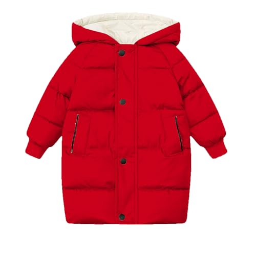 Mädchen Winterjacke Warme Puffer Jacke Kinder Lang Daunenjacke Winter Kuscheljacke Mode Kinderjacke Casual Coat Dicke Steppjacke Einfarbige Pufferjacke Locker Kapuzenjacke Outdoor Jacken für Kinder von Komiseup