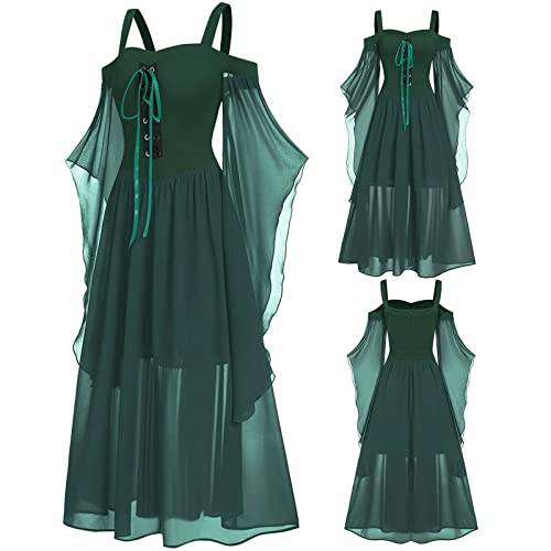 Mittelalter Kleidung Gothic Kleider Karneval Kostüm Damen Große Größen Renaissance Partykleider Abendkleid Lang Mittelalterliche Kleid Faschingskostüme Damen Retro Ballkleid Cosplay Cocktailkleid von Komiseup