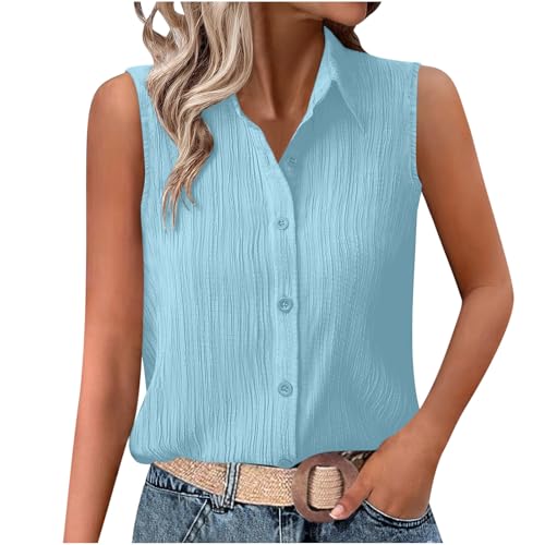 Musselin Bluse Damen Dünne Baumwolle Leinenbluse Oversized Leinenhemd Elegant Einfarbig Longbluse Revers Einreihiges Hemd Große Größen V-Ausschnitt Musselin Hemd mit Taschen Button Down Oberteile von Komiseup