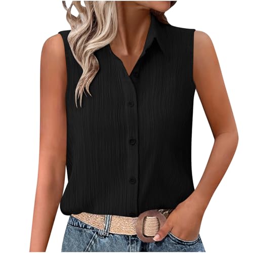 Musselin Bluse Damen Sommer Baumwolle Leinenbluse Kurzarm V-Ausschnitt Sommerbluse Große Größen Vintage Einfarbig Longshirt Revers Einreihige Leinenhemd Frauen Oversized Strandhemd mit Taschen S-XXL von Komiseup
