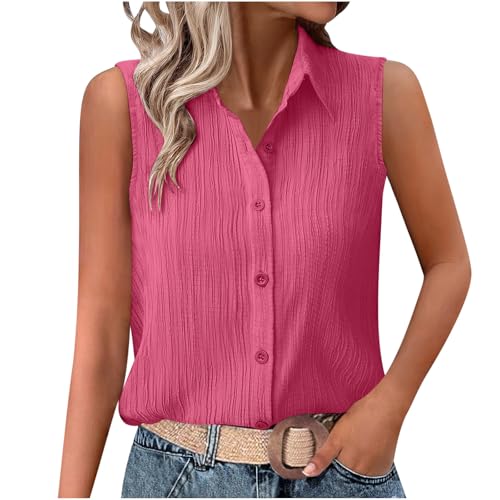 Musselin Bluse Damen Sommer Baumwolle Leinenbluse Kurzarm V-Ausschnitt Sommerbluse Große Größen Vintage Einfarbig Longshirt Revers Einreihige Leinenhemd Frauen Oversized Strandhemd mit Taschen S-XXL von Komiseup
