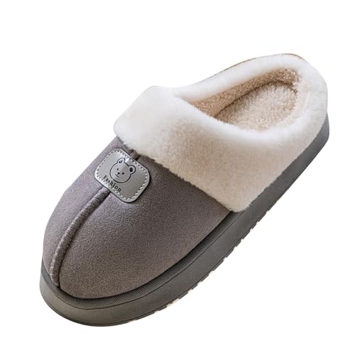 Pantoffeln Damen Winter Plüsch Hausschuhe Herren Warm Filzpantoffeln Rutschfest Slippers Flauschige Fleece Hausschlappen Weich Tragbare House Pantoffeln Innen Und Außen Zuhause Unisex Hausschuhe von Komiseup