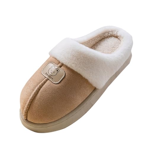 Pantoffeln Damen Winter Plüsch Hausschuhe Herren Warm Filzpantoffeln Rutschfest Slippers Flauschige Fleece Hausschlappen Weich Tragbare House Pantoffeln Innen Und Außen Zuhause Unisex Hausschuhe von Komiseup