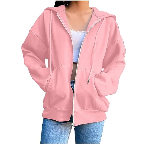Pullover Damen Bomberjacke Damen Leicht Sommerjacke Blouson Jacke Kurz Sportjacke Reißverschluss Sweatjacke Einfarbig Übergangsjacke Teenager Mädchen Trachtenjacke Fleece College Jacke Kapuzenjacke von Komiseup