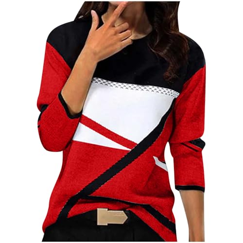 Pullover Damen Einfarbig Sweatshirt Langarm Rundhals Pulli Herbst Winter Langarmshirt Frauen Baumwolle Bluse Tops Locker Lässige Oberteil Sport Streetwear Teenager Mädchen Sportshirt ohne Kapuze von Komiseup