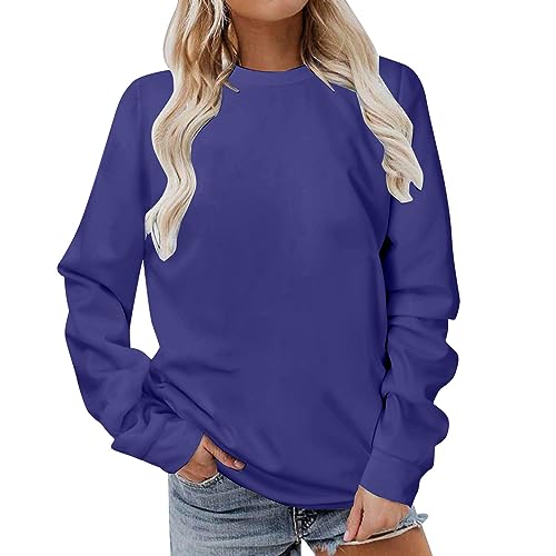 Pullover Damen Einfarbig Sweatshirt Langarm Rundhals Pulli Herbst Winter Langarmshirt Frauen Baumwolle Bluse Tops Locker Lässige Oberteil Sport Streetwear Teenager Mädchen Sweatshirts ohne Kapuze von Komiseup