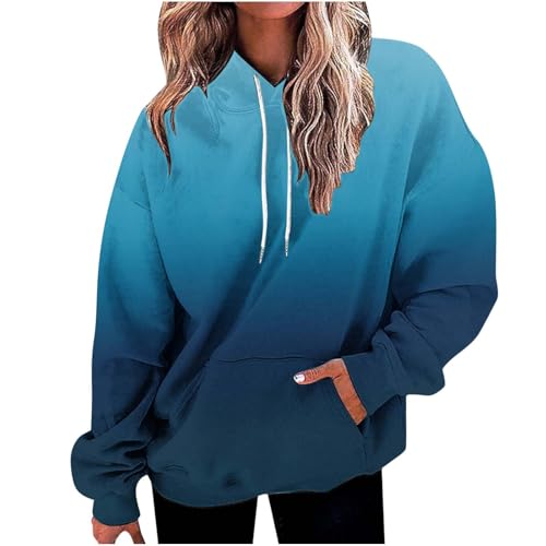 Pullover Damen Warm Hoodie Oversize Y2K Sweatshirt mit Kapuze Locker Kapuzenpullover mit Taschen Elegant Einfarbige Pulli Winter Leichte Sweatjacke Teenager Mädchen Streetwear Casual Langarmshirt von Komiseup