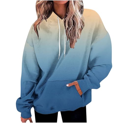 Pullover Damen Warm Hoodie Oversize Y2K Sweatshirt mit Kapuze Locker Kapuzenpullover mit Taschen Elegant Einfarbige Pulli Winter Leichte Sweatjacke Teenager Mädchen Streetwear Casual Langarmshirt von Komiseup