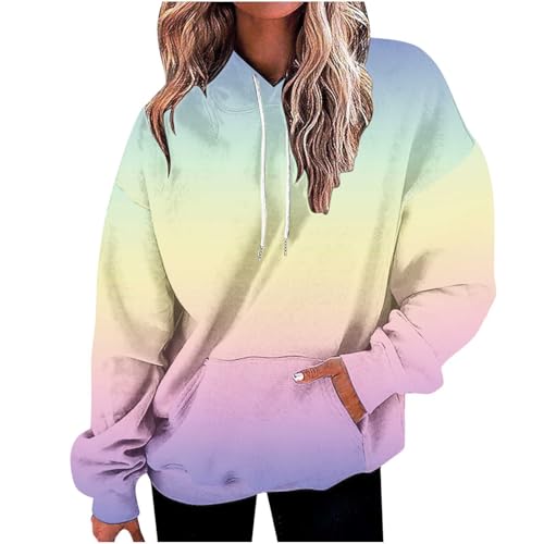 Pullover Damen Warm Hoodie Oversize Y2K Sweatshirt mit Kapuze Locker Kapuzenpullover mit Taschen Elegant Einfarbige Pulli Winter Leichte Sweatjacke Teenager Mädchen Streetwear Casual Langarmshirt von Komiseup