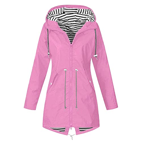 Regenmantel Damen Wasserdicht Atmungsaktiv Regenjacke Softshelljacke Elegant Einfarbig Windbreaker Outdoor Leichte Trenchcoat Übergröße Regencape Lang Übergangsjacke mit Kapuze Locker Funktionsjacke von Komiseup