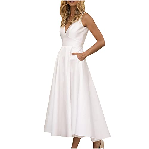 Sommerkleid Damen, Kleider Damen Sommer Kurz, Kleid Damen Elegant Multiway Lange Abendkleid Hochzeit Partykleid Cocktailkleid V-Ausschnitt Festlich Kleid Rückenfrei Maxikleid Strandkleid von Komiseup