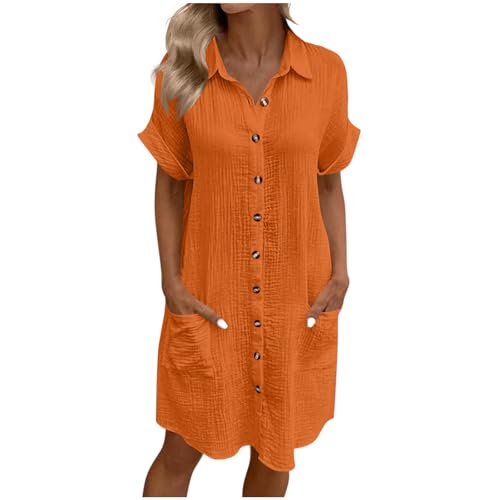 Sommerkleid Damen Musselin Kleid Sommer Leinenkleid Kurz Boho Kleid Revers Kurzarm Shirtkleid mit Taschen Button Down Blusenkleid Elegant Solide Cocktailkleid Locker Knielang Hemdkleid Tunikakleid Sommerkleid Damen Musselin Kleid Sommer Leinenkleid Kurz Boho Kleid Revers Kurzarm Shirtkleid mit Taschen Button Down Blusenkleid Elegant Solide Cocktailkleid Locker Knielang Hemdkleid Tunikakleid von Komiseup