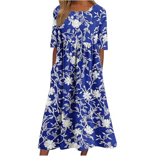 Strandkleid Damen Lang Sommerkleid Locker Kurzarm Shirtkleid mit Taschen Lässige Baumwoll Blusenkleid Basic Rundhals Freizeitkleid Elegant Abendkleid Boho Kleid mit Plissee Hoher Taille Partykleid Strandkleid Damen Lang Sommerkleid Locker Kurzarm Shirtkleid mit Taschen Lässige Baumwoll Blusenkleid Basic Rundhals Freizeitkleid Elegant Abendkleid Boho Kleid mit Plissee Hoher Taille Partykleid von Komiseup