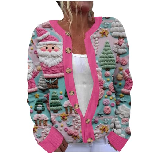 Strickjacke Damen, Winterjacke Damen, Strickpullover Damen, Cardigan Damen, Strickjacken für Damen, Weihnachts Strickjacke Damen Ugly Christmas Sweater Weihnachtsstrickjacke Black Strickpulli Friday von Komiseup