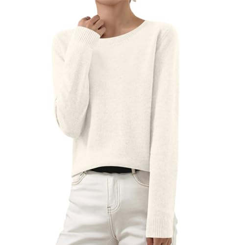Strickpullover Damen V-Ausschnitt Pullover Winter Sweater Grobstrick Sweatshirt Elegant Einfarbig Winterpullover Große Größen Langarmshirt Locker Pulli Langarm Strickpulli Longshirt Longpullover von Komiseup