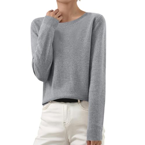 Strickpullover Damen V-Ausschnitt Pullover Winter Sweater Grobstrick Sweatshirt Elegant Einfarbig Winterpullover Große Größen Langarmshirt Locker Pulli Langarm Strickpulli Longshirt Longpullover von Komiseup