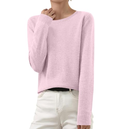 Strickpullover Damen V-Ausschnitt Pullover Winter Sweater Grobstrick Sweatshirt Elegant Einfarbig Winterpullover Große Größen Langarmshirt Locker Pulli Langarm Strickpulli Longshirt Longpullover von Komiseup