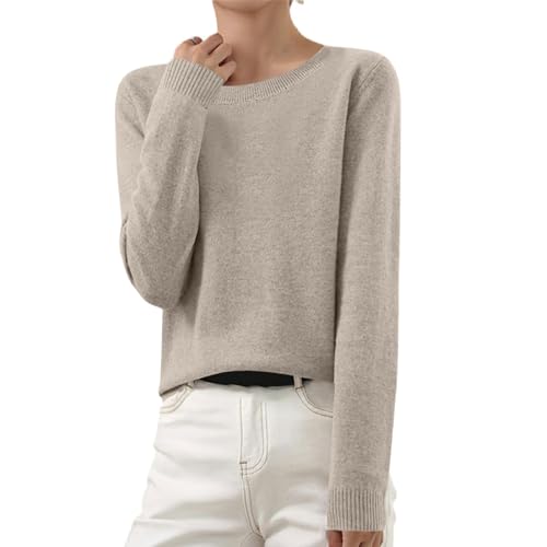 Strickpullover Damen V-Ausschnitt Pullover Winter Sweater Grobstrick Sweatshirt Elegant Einfarbig Winterpullover Große Größen Langarmshirt Locker Pulli Langarm Strickpulli Longshirt Longpullover von Komiseup