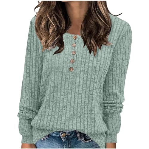 Strickpullover Damen Weich Rippstrick Pullover Basic Rundhals Sweatshirt Quadrat Hals Langarmshirt Elegant Einfarbige Oberteile Herbst Winter Pulli Strick Sweater Gerippt Damenpullover Longpullover von Komiseup