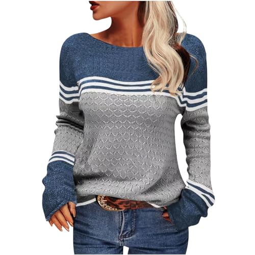Strickpullover Damen Winter Pullover Rundhals Colorblock Herbstpulli Stilvolle Slim Fit Gestreift Sweater Bequem Warm Strickpullover Langarm Strickwaren Black Strickpulli Friday Feinstrickpullover Strickpullover Damen Winter Pullover Rundhals Colorblock Herbstpulli Stilvolle Slim Fit Gestreift Sweater Bequem Warm Strickpullover Langarm Strickwaren Black Strickpulli Friday Feinstrickpullover von Komiseup