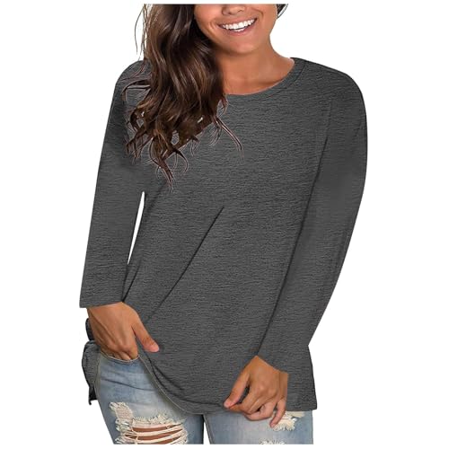 T Shirt Damen Oversized Longshirt Sommer Kurzarm Longshirt Basic Einfarbig Shirts Große Größen Umstandstop Elegant V-Ausschnitt Bluse Frauen Unterhemd Baumwolle Tunika Tops Lässige Locker Sportshirt von Komiseup