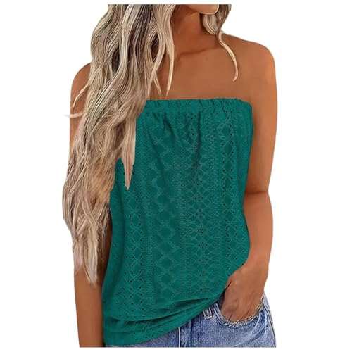 Tank Tops Damen Schulterfrei Crop Tops Ärmellos Rückenfrei Bandeau Top‌ Sexy Hollow Out Sommertops Leicht Luftig Oberteile Ausgehöhlt Tanktops Locker Sommershirt Vest Alltags Basic Tees Unterhemd von Komiseup