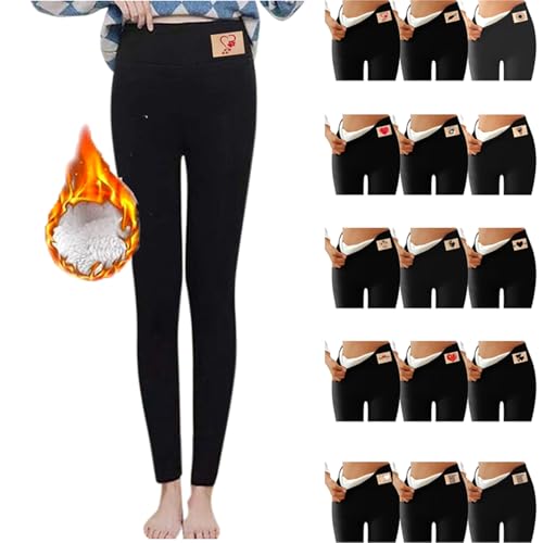 Thermo Leggings Damen Schwarz Strumpfhosen Fleece Gefüttert Thermohose High Waist Winterleggins Lang Thermoleggings Warme Verdickte Leggings Winter Sportleggins Elastisch Yogahose Plüsch Winterhose von Komiseup