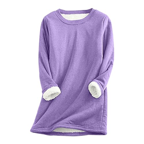 Thermo Pullover Damen Fleece Warm Sweatshirt ohne Kapuze Plüsch Oberteil Shirts Casual Locker Unterhemd Einfarbig Rundhals Langarmshirt Herbst Winter Baumwolle Longpullover Weich Bequem Outwear Thermo Pullover Damen Fleece Warm Sweatshirt ohne Kapuze Plüsch Oberteil Shirts Casual Locker Unterhemd Einfarbig Rundhals Langarmshirt Herbst Winter Baumwolle Longpullover Weich Bequem Outwear von Komiseup