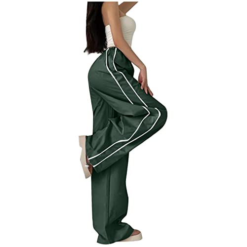 Track Pants Damen Vintage Parachute Pants Y2k Hosen Baggy Cargohose Fallschirmhose Teenager Y2K Weites Bein Track Pants Vintage Baggy Hosen Frauen 90er Streetwear Freizeithose Boyfriend Pants von Komiseup