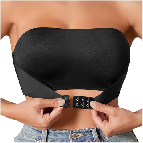 Trägerloser BH Push Up BHS ohne Träger Verschluss Vorne Ohne Bügel Bralette rutschfest Unsichtbarer Elegant Einfarbig Bandeau Top Rutschfester Seamless Strapless Bra Rückenfrei Trägerlos Bustier von Komiseup