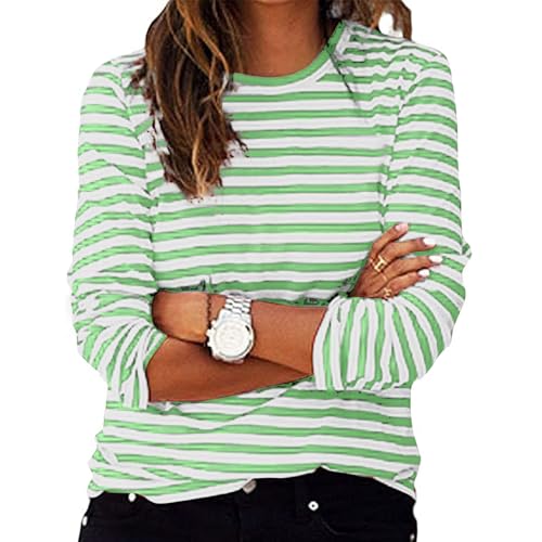 Tshirt Damen Basic Gestreiftes Langarmshirt Damen Basic Rundhals Oberteile Langarm Casual T-Shirt Shirt Gestreiftes Langarm Shirt Long Sleeve Leicht Tops Mode Kleidung Langarmshirts Frauen Pullover Tshirt Damen Basic Gestreiftes Langarmshirt Damen Basic Rundhals Oberteile Langarm Casual T-Shirt Shirt Gestreiftes Langarm Shirt Long Sleeve Leicht Tops Mode Kleidung Langarmshirts Frauen Pullover von Komiseup