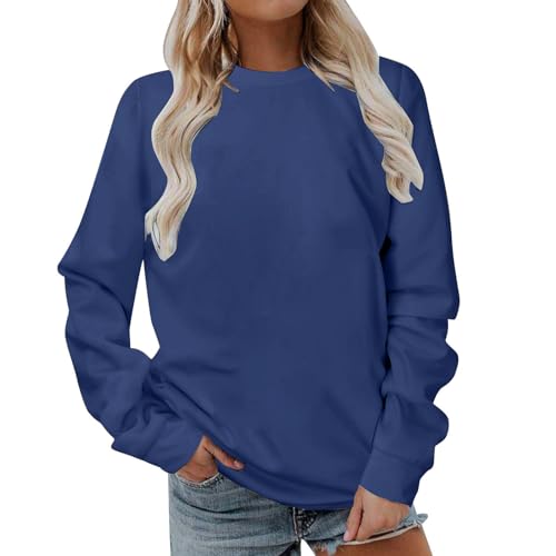 Tshirt Damen Langarmshirt Damen Basic Langarm Bluse Bekleidung Einfarbig Shirts Elegante Blusen Frauen Slim Fit Longbluse Casual Herbst Top Fashion Oberteil Winter Sweatshirt Baumwolle Pullover XS-3XL von Komiseup
