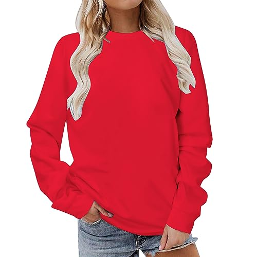 Tshirt Damen Langarmshirt Damen Basic Langarm Bluse Bekleidung Einfarbig Shirts Elegante Blusen Frauen Slim Fit Longbluse Casual Herbst Top Fashion Oberteil Winter Sweatshirt Baumwolle Pullover XS-3XL von Komiseup
