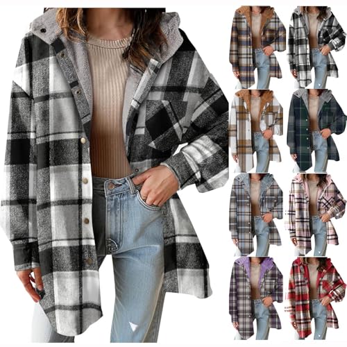 Tweed Jacket Damen Karo Strickjacke Langarm Lang Tweed Jacke Jacke Damen Herbst Winter Tweed Mantel Locker Casual Wintermantel Langarm Jacke Karierte Übergangsjacke Damen Blazer Elegant Outwear Tweed Jacket Damen Karo Strickjacke Langarm Lang Tweed Jacke Jacke Damen Herbst Winter Tweed Mantel Locker Casual Wintermantel Langarm Jacke Karierte Übergangsjacke Damen Blazer Elegant Outwear von Komiseup