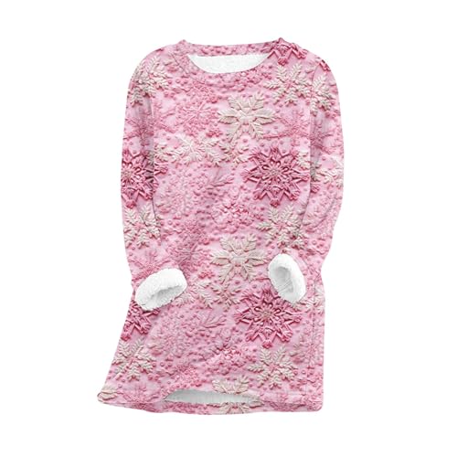 Weihnachtspullover Damen Weihnachtsmuster Pullover Fleece Warm Sweatshirt ohne Kapuze Thermo Plüsch Weihnachtspulli Black Shirts Friday Locker Unterhemd Herbst Winter Baumwolle Langarmshirt Outwear von Komiseup