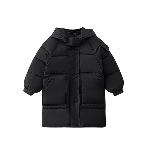 Winterjacke Kinder Verdickte Warm Daunenjacke für Mädchen und Jungen Winter Lang Kapuzenjacke mit Taschen Dicke Gefüttert Baumwolljacke Oversize Leichte Full-Zip Pufferjacke mit Kapuze 2-13 Jahre von Komiseup