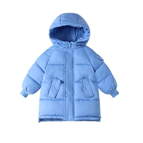 Winterjacke Kinder Verdickte Warm Daunenjacke für Mädchen und Jungen Winter Lang Kapuzenjacke mit Taschen Dicke Gefüttert Baumwolljacke Oversize Leichte Full-Zip Pufferjacke mit Kapuze 2-13 Jahre von Komiseup