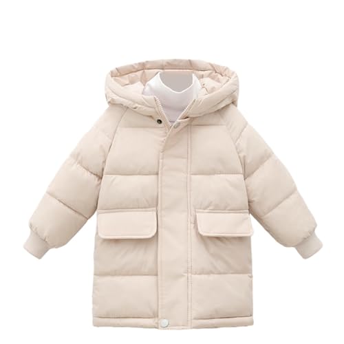 Winterjacke Kinder Verdickte Warm Daunenjacke für Mädchen und Jungen Winter Lang Kapuzenjacke mit Taschen Dicke Gefüttert Baumwolljacke Oversize Leichte Full-Zip Pufferjacke mit Kapuze 2-13 Jahre von Komiseup