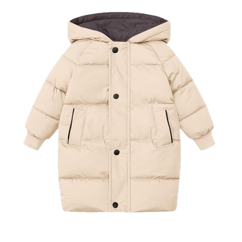 Winterjacke Kinder Verdickte Warm Daunenjacke für Mädchen und Jungen Winter Lang Kapuzenjacke mit Taschen Dicke Gefüttert Baumwolljacke Oversize Leichte Full-Zip Pufferjacke mit Kapuze 2-13 Jahre von Komiseup