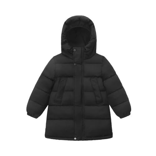 Winterjacke Kinder Verdickte Warm Daunenjacke für Mädchen und Jungen Winter Lang Kapuzenjacke mit Taschen Dicke Gefüttert Baumwolljacke Oversize Leichte Full-Zip Pufferjacke mit Kapuze 2-13 Jahre von Komiseup
