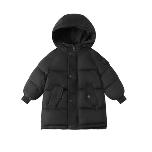 Winterjacke Kinder Verdickte Warm Daunenjacke für Mädchen und Jungen Winter Lang Kapuzenjacke mit Taschen Dicke Gefüttert Baumwolljacke Oversize Leichte Full-Zip Pufferjacke mit Kapuze 2-13 Jahre von Komiseup