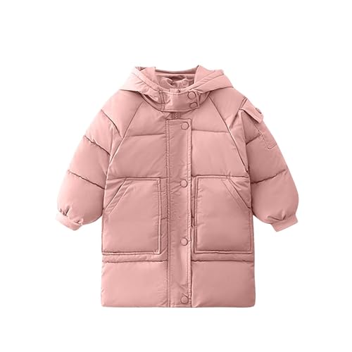 Winterjacke Kinder Verdickte Warm Daunenjacke für Mädchen und Jungen Winter Lang Kapuzenjacke mit Taschen Dicke Gefüttert Baumwolljacke Oversize Leichte Full-Zip Pufferjacke mit Kapuze 2-13 Jahre von Komiseup