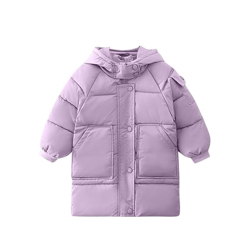 Winterjacke Kinder Verdickte Warm Daunenjacke für Mädchen und Jungen Winter Lang Kapuzenjacke mit Taschen Dicke Gefüttert Baumwolljacke Oversize Leichte Full-Zip Pufferjacke mit Kapuze 2-13 Jahre von Komiseup