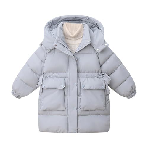 Winterjacke Mädchen Lang Kinder Jacke Warm Dicke Daunenjacke mit Kapuze Outdoor Parka Wintermantel Teddy Fleece Kapuzenjacke Mantel Verdicket Puffer Gefütterte Outdoorjacke Einfarbig Kinderjacke von Komiseup