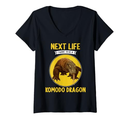 Damen Komodo-Warane Komodo-Waran T-Shirt mit V-Ausschnitt von Komodo-Warane Komodo-Waran Tier Shop